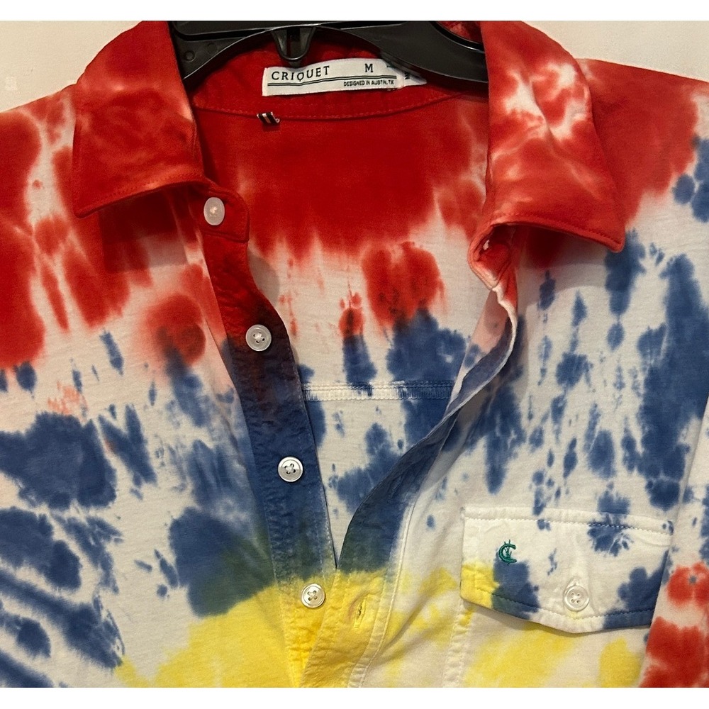 Criquet Shirts Red, White, Blue Tie-Dye Polo Shirt